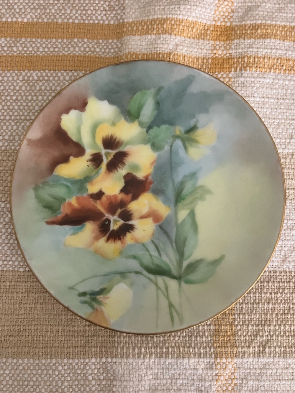 Thomas Sevres Bavaria 6” plate pansies stunning antique EUC